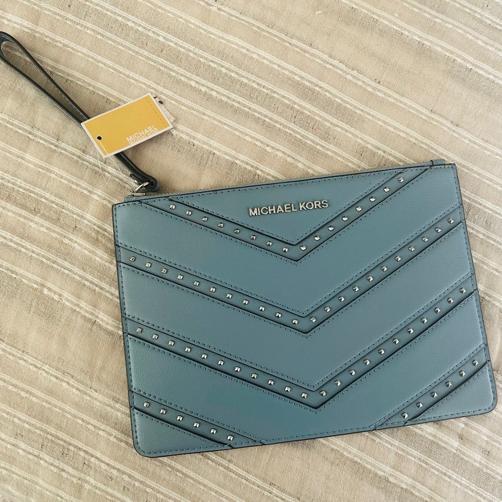 Michael Kors XL Wristlet Powder Blue